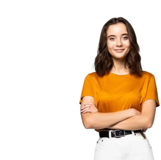Portrait of beautiful young woman standing on grey wall